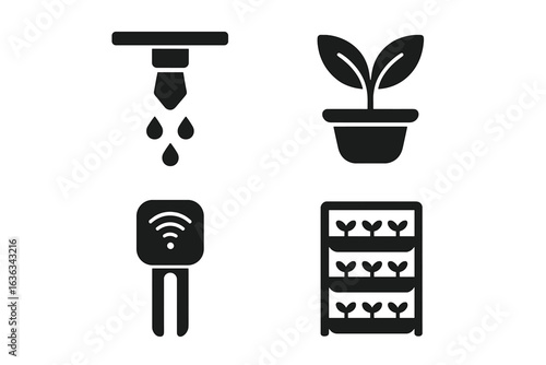 Innovative tools for urban gardening featuring irrigation, sensors, and plant growth technology