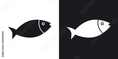 Fish icon flat, silhouette, vector illustrations. flat glyph designs