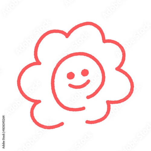 かわいい笑顔の赤い花丸の手書きイラスト - 合格･よくできました･100点など褒めるデコパーツ