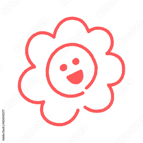 かわいい笑顔の赤い花丸の手書きイラスト - 合格･よくできました･100点など褒めるデコパーツ