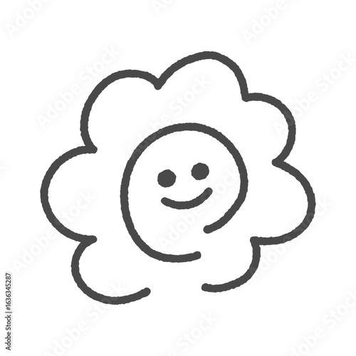 かわいい笑顔の黒い花丸の手書きイラスト - 合格･よくできました･100点など褒めるデコパーツ