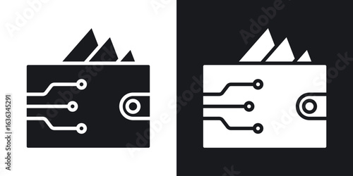 Cryptocurrency wallet icon flat, silhouette, vector illustrations. flat glyph designs