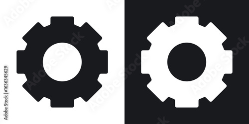 Cogwheel icon flat, silhouette, vector illustrations. flat glyph designs