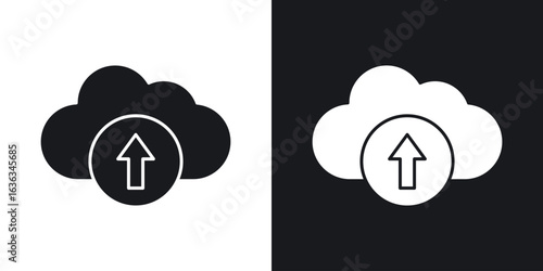 Cloud upload icon flat, silhouette, vector illustrations. flat glyph designs
