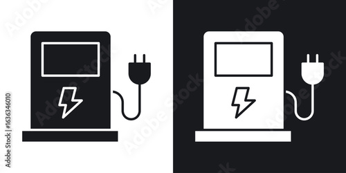 Charging station icon flat, silhouette, vector illustrations. flat glyph designs