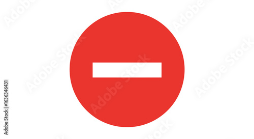 A simple clean and iconic red oval prohibition sign with a white horizontal bar in the center symbolizing no entry or stop