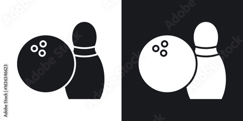 Bowling icon flat, silhouette, vector illustrations. flat glyph designs