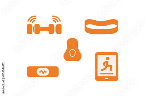 Fitness technology icons showcasing innovations in exercise tracking and workout enhancement during evening workouts