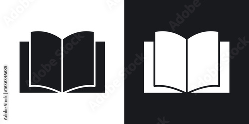 Book icon flat, silhouette, vector illustrations. flat glyph designs
