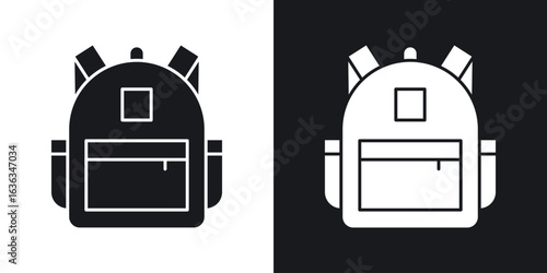 Backpack icon flat, silhouette, vector illustrations. flat glyph designs