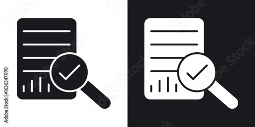 Audit report icon flat, silhouette, vector illustrations. flat glyph designs