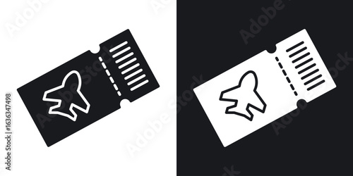 Airline ticket icon flat, silhouette, vector illustrations. flat glyph designs