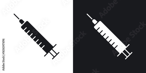Syringe icon flat, silhouette, vector illustrations. flat glyph designs