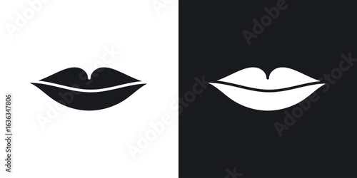 Lips icon flat, silhouette, vector illustrations. flat glyph designs