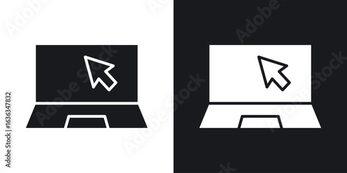 Laptop icon flat, silhouette, vector illustrations. flat glyph designs
