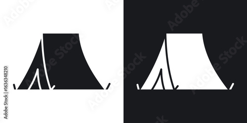 Tent icon flat, silhouette, vector illustrations. flat glyph designs