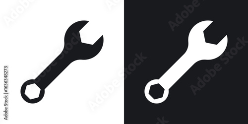 Wrench icon flat, silhouette, vector illustrations. flat glyph designs