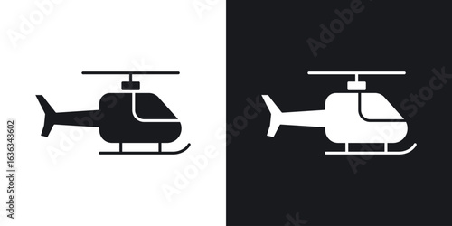Helicopter icon flat, silhouette, vector illustrations. flat glyph designs