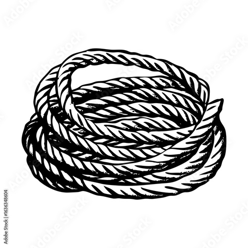 A vintage style illustration denoting coiled climbing rope