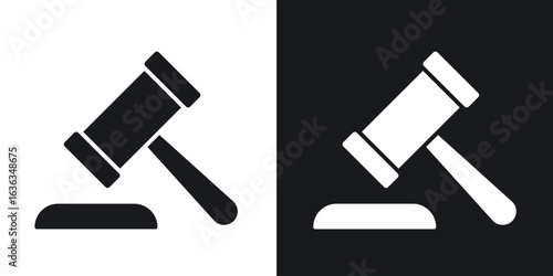 Gavel icon flat, silhouette, vector illustrations. flat glyph designs