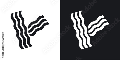 Bacon icon flat, silhouette, vector illustrations. flat glyph designs