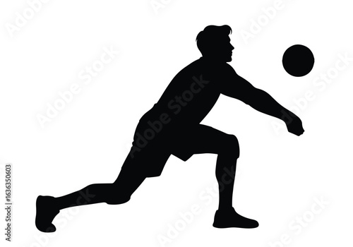 Silhouette of a person in a low crouch, isolated on white background sports silhouette