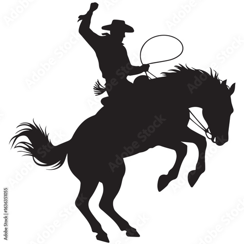 Cowboy Silhouette Bucking Bronco Rodeo