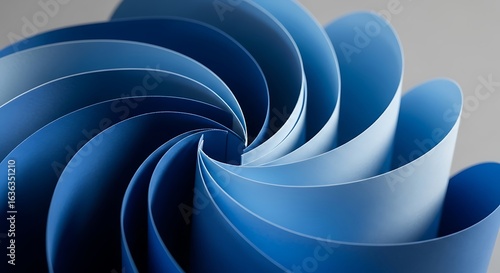 Abstract Blue Paper Swirl Geometric Design, Modern Background, Artistic Texture