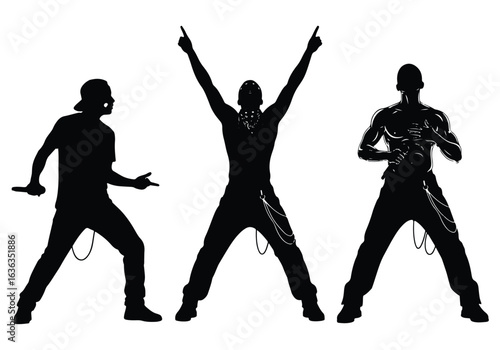 Silhouette of a man with arms raised high and legs spread wide, isolated on white background sports silhouette