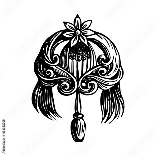 A vintage style illustration showing hair pick