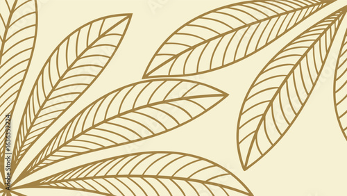 Elegant beige background with golden leaf line art, perfect for adding a touch of nature and sophistication to your design projects