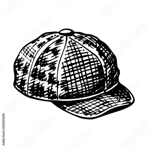A vintage style illustration showing tweed cap