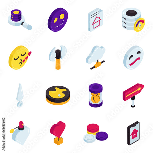 Set of Data and Tools Isometric Icons

