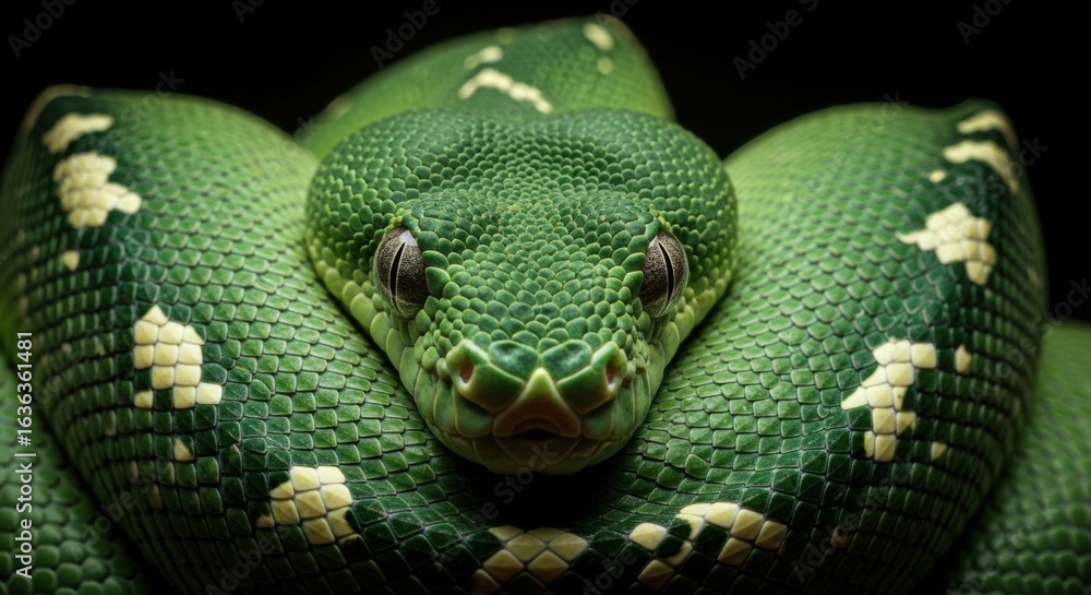 Obraz premium Emerald Tree Boa Close Up Serpentine Majesty