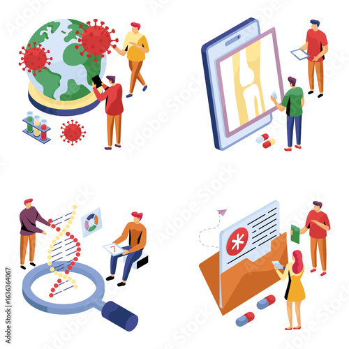 Set of Healthcare Isometric Illustrations

