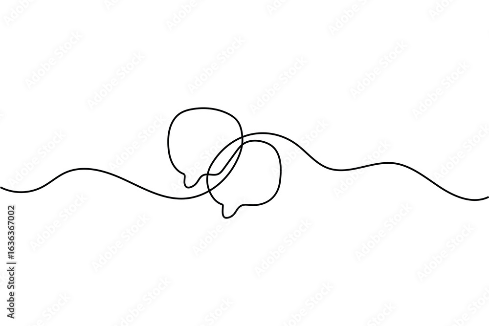 Obraz premium Minimalist speech bubble one line drawing in outline vector illustration isolated on white background 