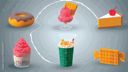 Assorted sweet treats illustration