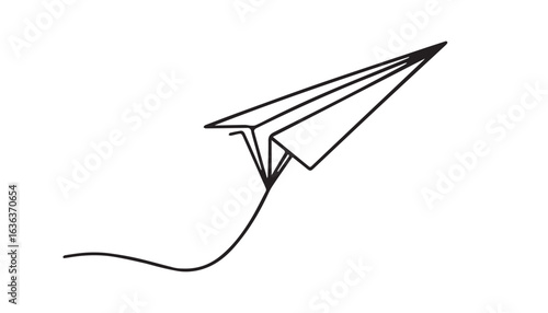 Continuous one single minimal line drawing paper plane 