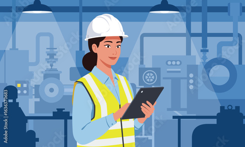 female engineer in a factory setting
