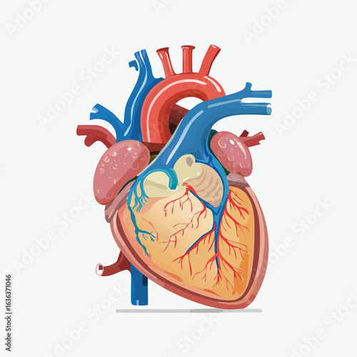 Anatomical Diagram of the Human Heart - AI Generated