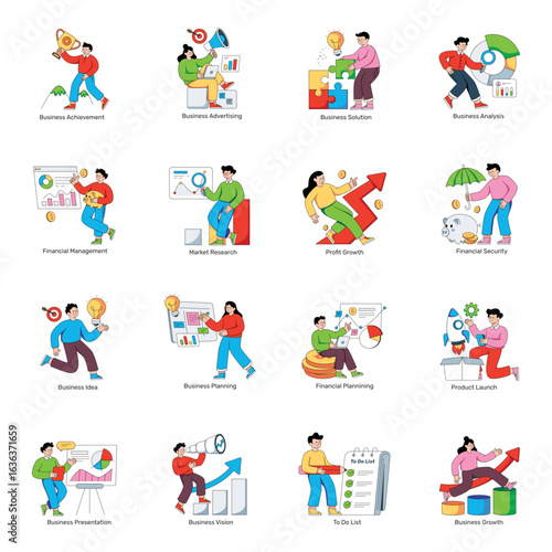 Set of Business Flat Illustrations

