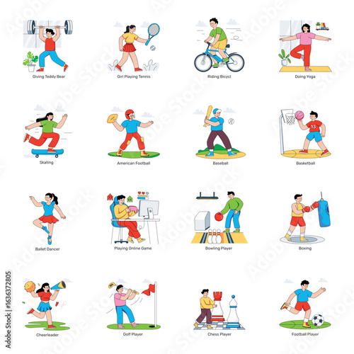 Set of Sports Flat Illustrations 

