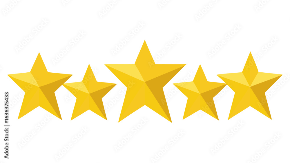 Fototapeta premium Five golden stars representing excellence and high ratings
