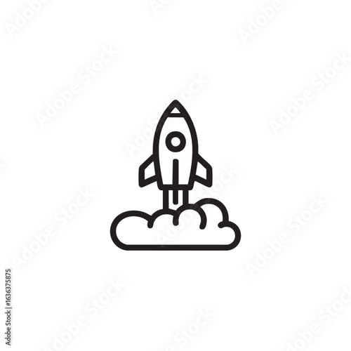  A bold, stylized icon of a rocket taking off.