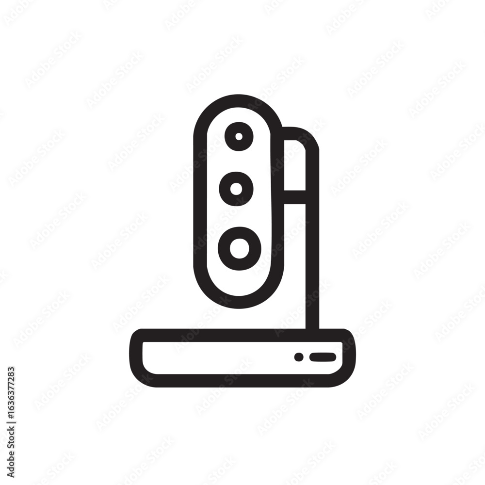 Fototapeta premium A line drawing of a webcam on a stand with three circles.
