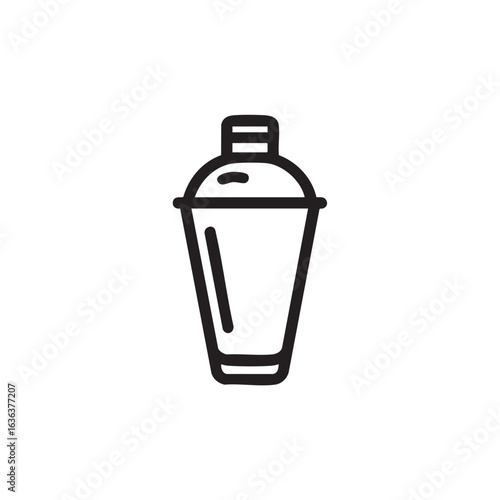 A line drawing of a cocktail shaker.