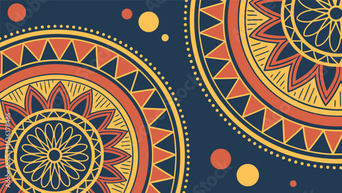 Vibrant ethnic mandala pattern design with intricate geometric and floral elements, perfect for adding a touch of cultural flair