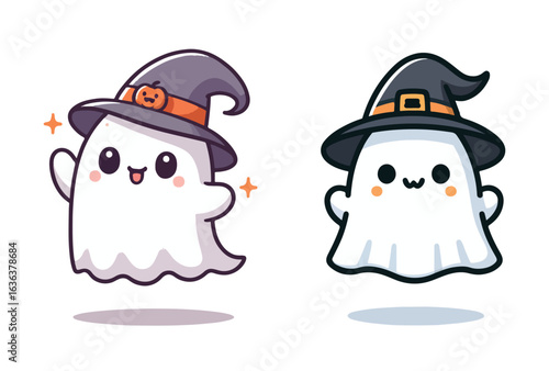 Cute Cartoon Ghost Halloween Vector Illustration