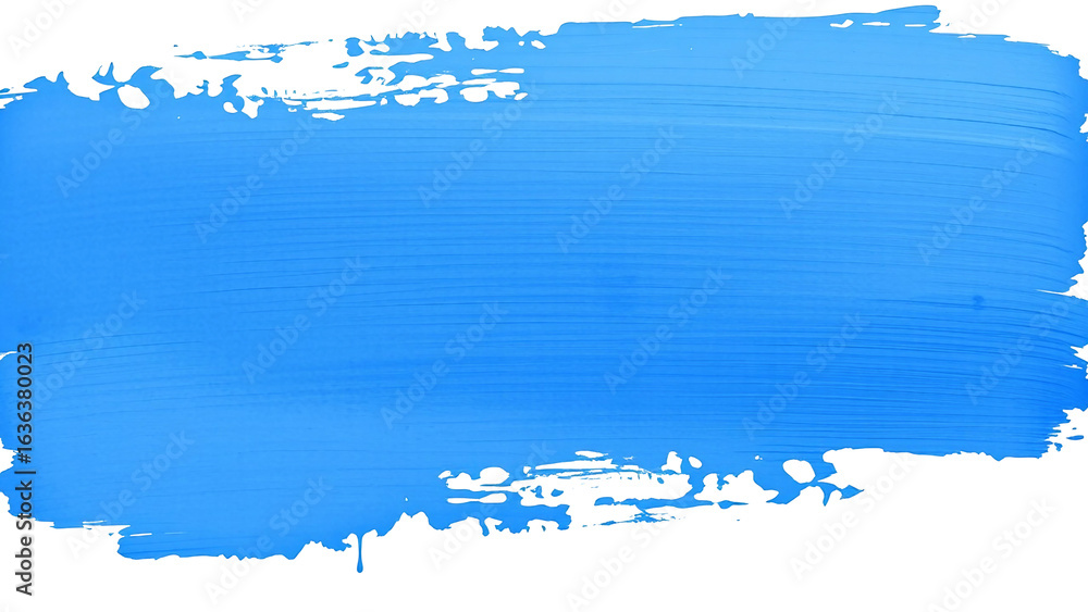Fototapeta premium Breiter blauer Pinselstrich mit sichtbarer Struktur, freigestellt auf transparentem Hintergrund, perfekt für kreatives Design und Hintergründe.