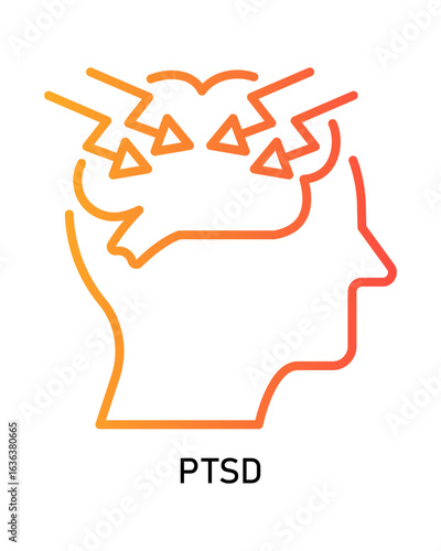 Thin Line Headache and Stress Brainstorming Silhouette Icon Design Element